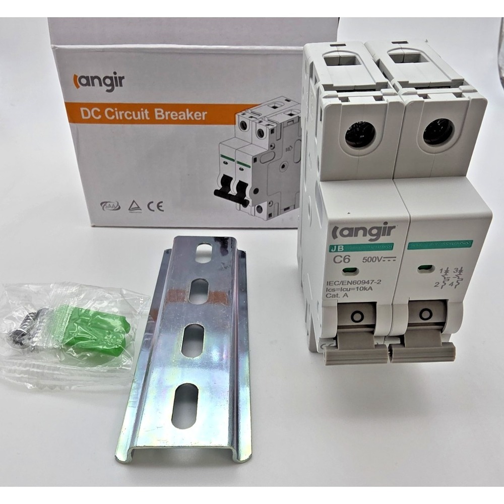 2-Pole DC Circuit Breaker 6 A 500 V DIN Rail – Solar / Battery Protection – New